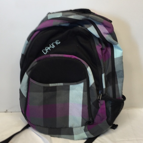 purple checkered backpack